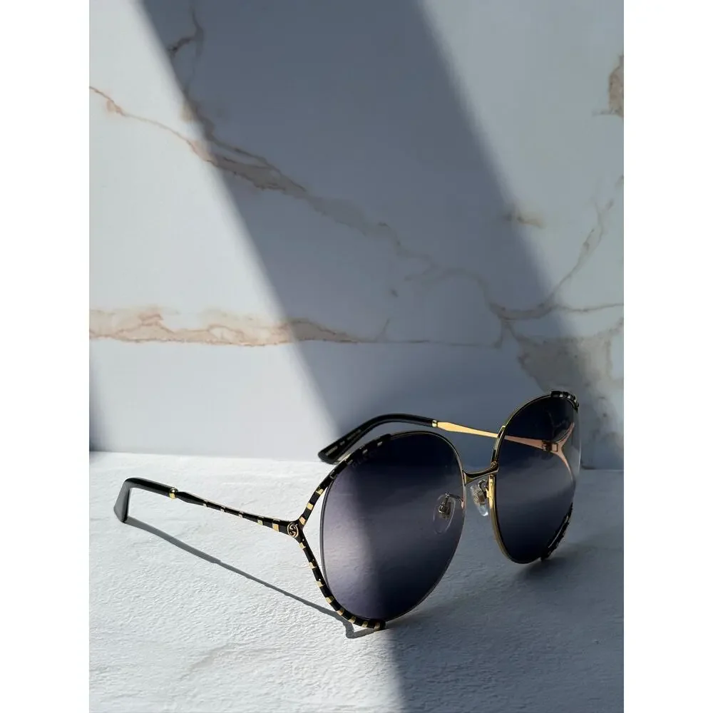Gucci Oversized Round Sunglasses in Tortoiseshell and Brown